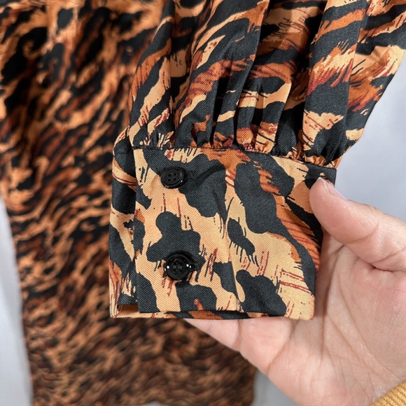 NWT‎ $595 Sandro [ 40 ] Faunie Pintucked Leopard Silk Maxi Dress In Wildcat - Picture 15 of 16